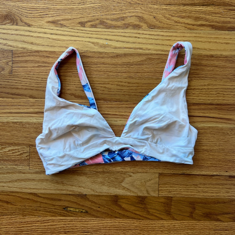 Tropical Print Reversible Bikini Top